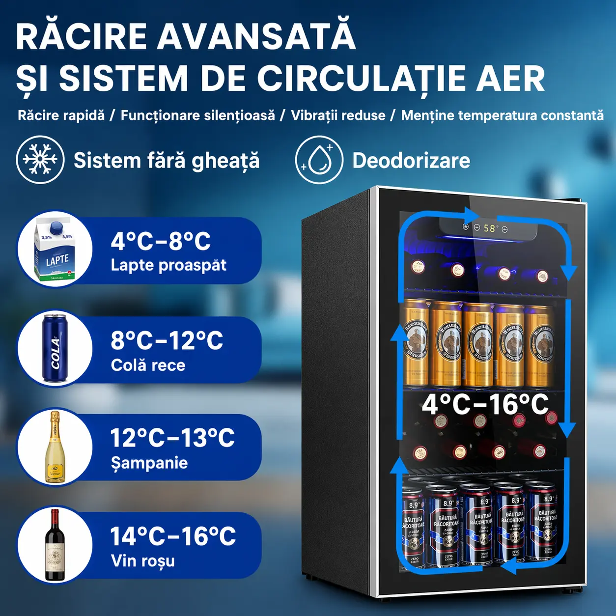 Mini frigider vin și băuturi 90 L ușă sticlă, imagine 3